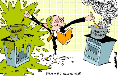 Cartoon: Putin recipes (medium) by Amorim tagged putinukraine,haut,karabakh,putinukraine,haut,karabakh