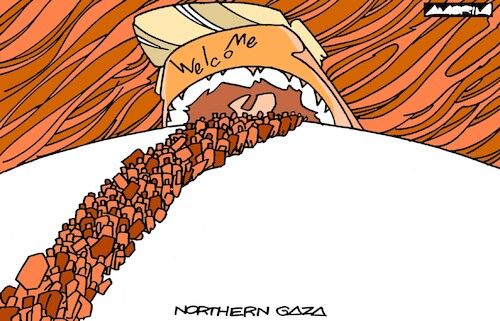 Cartoon: Return (medium) by Amorim tagged northern,gaza,trump,netanyahu,northern,gaza,trump,netanyahu