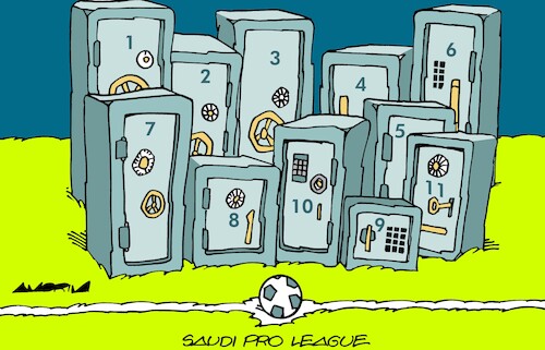 Cartoon: Safes (medium) by Amorim tagged saudi,arabia,football,pro,league,saudi,arabia,football,pro,league