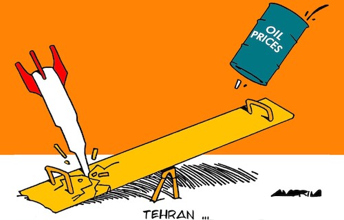 Cartoon: Seesaw (medium) by Amorim tagged israel,iran,oilprices,israel,iran,oilprices