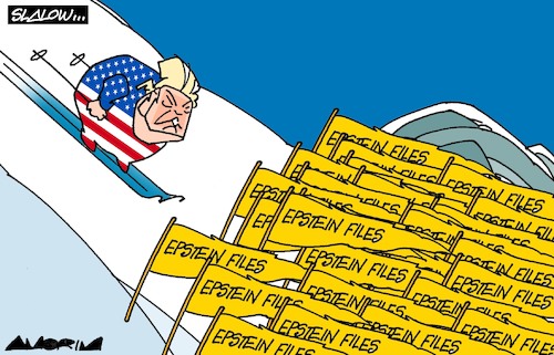 Cartoon: Slalow (medium) by Amorim tagged olympicwintergames,trump,epsteinfiles,olympicwintergames,trump,epsteinfiles