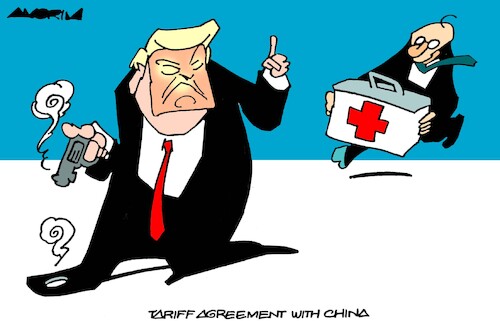 Cartoon: Tariffs (medium) by Amorim tagged trump,china,tariffs,trump,china,tariffs
