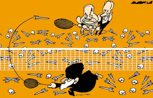 Cartoon: Tennis (medium) by Amorim tagged iran,israel,usa,iran,israel,usa