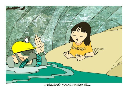 Cartoon: Thailand protests (medium) by Amorim tagged thailand,democracy