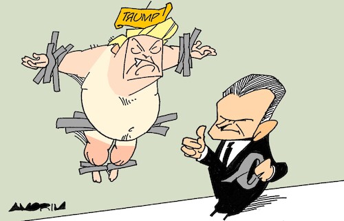 Cartoon: The chosen one (medium) by Amorim tagged trump,petehegseth,messiah,trump,petehegseth,messiah