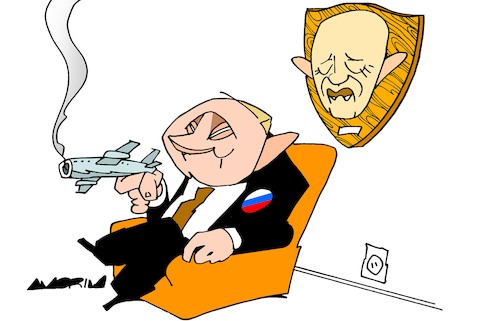 Cartoon: Trophies (medium) by Amorim tagged prigozhin,wagner,putin,prigozhin,wagner,putin