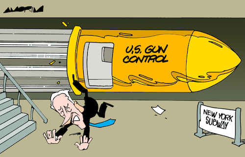 Cartoon: U.S. gun control (medium) by Amorim tagged biden,gun,control,usa,biden,gun,control