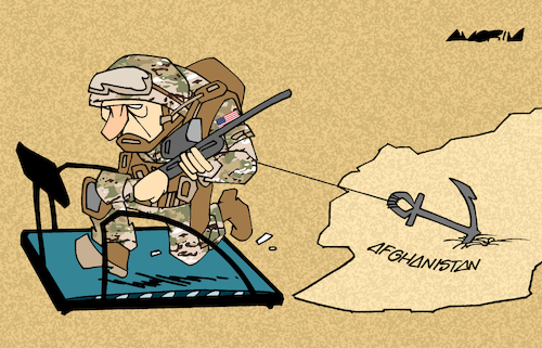 Cartoon: US troop leaves Afghanistan (medium) by Amorim tagged usa,biden,afghanistan
