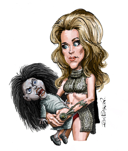 Cartoon: Barbarella (medium) by Ian Baker tagged barbarella,jane,fonda,60s,space,science,fiction,sexy,girl,woman,doll,vampire,creature,monster,roger,vadim,astronaut,ian,baker,cartoonist,cartoon,caricature,satire,spoof,parody,galaxy,comedy