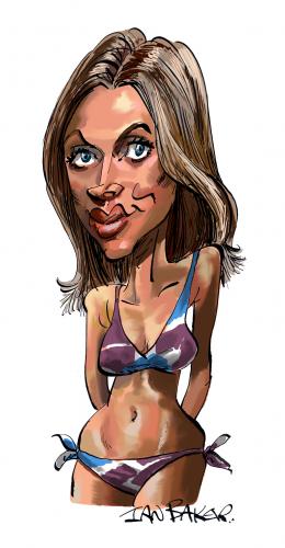 Cartoon: Britt Ekland (medium) by Ian Baker tagged mary,goodnight,britt,ekland,james,bond,golden,gun,bikini,caricature,girl