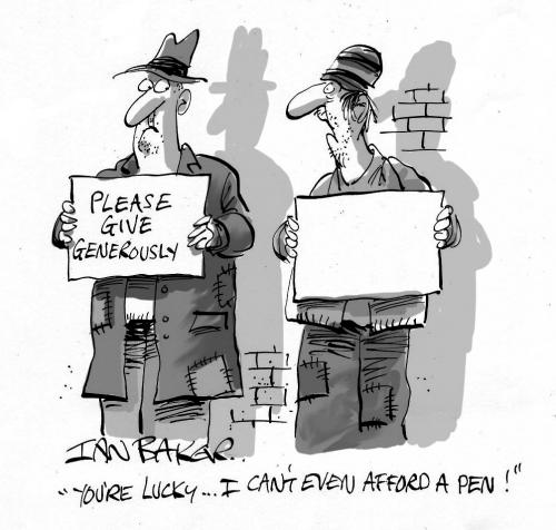 Cartoon: Magazine Gag (medium) by Ian Baker tagged homeless,tramps,poor,begging