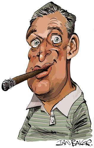 Cartoon: Rodney Dangerfield (medium) by Ian Baker tagged comedian,comic,caricature,rodney,dangerfield,cigar,funny,tv,film,actor