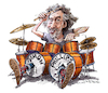 Cartoon: Simon Phillips (small) by Ian Baker tagged simon,phillips,drummer,musician,music,rock,jazz,drums,session,ian,baker,cartoon,cartoonist,caricature,parody,satire,illustration,drum,kit,70s,60s,80s,90s,converse