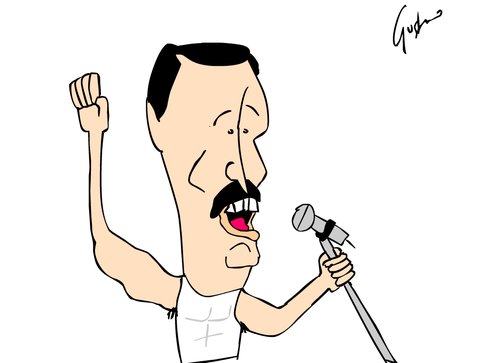 Cartoon: Freddie Mercury (medium) by gustavomchagas tagged freddie,mercury,queen