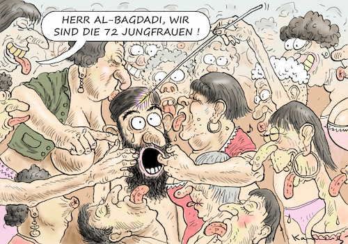 Cartoon: AL-BAGDADI IM PARADIESGARTEN (medium) by marian kamensky tagged afrin,kurden,erdogan,syrien,aramenien,genozid,präsidentenwahlen,türkeiwahlen,kurdistan,trump,is,al,bagdadi,afrin,kurden,erdogan,syrien,aramenien,genozid,präsidentenwahlen,türkeiwahlen,kurdistan,trump,is,al,bagdadi
