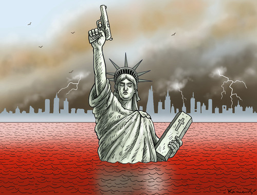 Cartoon: AMERICAN FREEDOM (medium) by marian kamensky tagged polizei,usa,plizeigewalt,minessota,polizei,usa,plizeigewalt,minessota