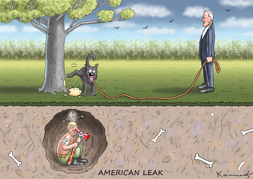 Cartoon: AMERICAN LEAK (medium) by marian kamensky tagged american,leak,american,leak