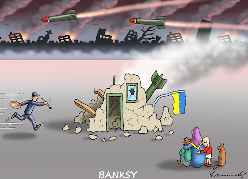 Cartoon: BANKSY (medium) by marian kamensky tagged banksy,banksy