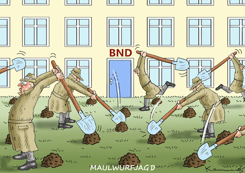 Cartoon: BND-MAULWURFJAGD (medium) by marian kamensky tagged bnd,maulwurfjagd,bnd,maulwurfjagt