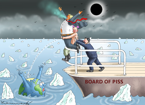 Cartoon: BOARD OF PISS (medium) by marian kamensky tagged board,of,peace,friedensrat,board,of,peace,friedensrat