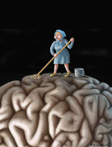 Cartoon: Brainwashing-Gehirnwäsche (medium) by marian kamensky tagged humor