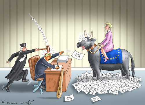 Cartoon: CHAOSZÖLLE (medium) by marian kamensky tagged supreme,court,in,action,zölle,trump,supreme,court,in,action,zölle,trump