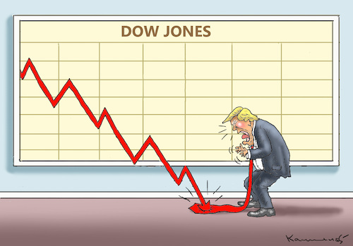 Cartoon: CURRENT VERSION OF THE DOW JONES (medium) by marian kamensky tagged dow,jones,crash,trump,dow,jones,crash,trump