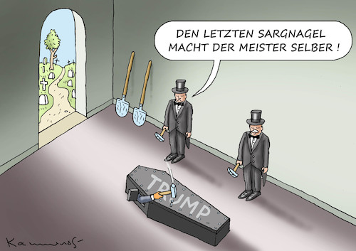 Cartoon: DER LETZTE NAGEL (medium) by marian kamensky tagged us,wahlen,joe,biden,trump,corona,kapitol,putsch,bob,woodward,harris,pence,us,wahlen,joe,biden,trump,corona,kapitol,putsch,bob,woodward,harris,pence