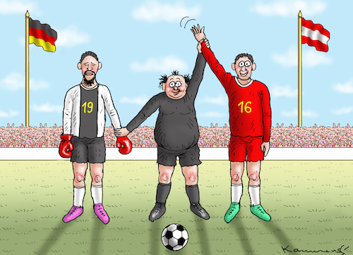 Cartoon: DEUTSCHLAND GEGEN ÖSTERREICH (medium) by marian kamensky tagged deutschland,gegen,österreich,fussball,deutschland,gegen,österreich,fussball