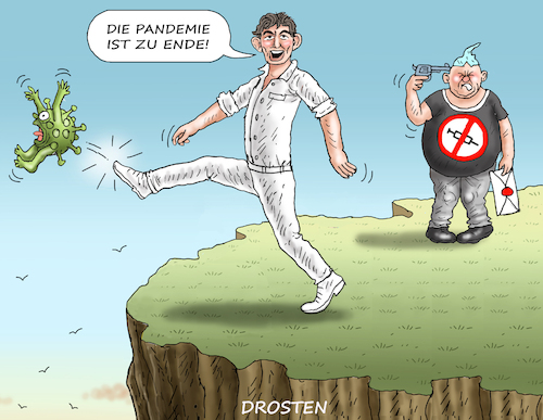 Cartoon: DIE PANDEMIE IST ZU ENDE! (medium) by marian kamensky tagged die,pandemie,ist,zu,ende,die,pandemie,ist,zu,ende