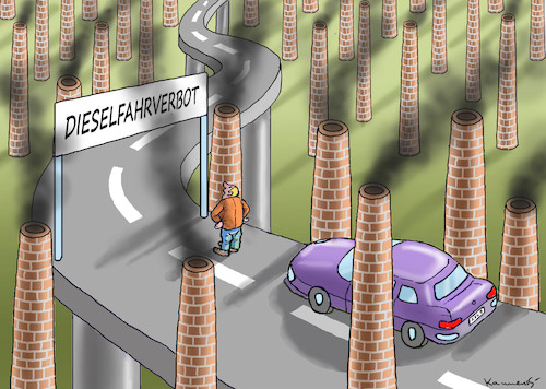 Cartoon: DIESELFAHRVERBOT (medium) by marian kamensky tagged dieselfahrverbot,dieselfahrverbot