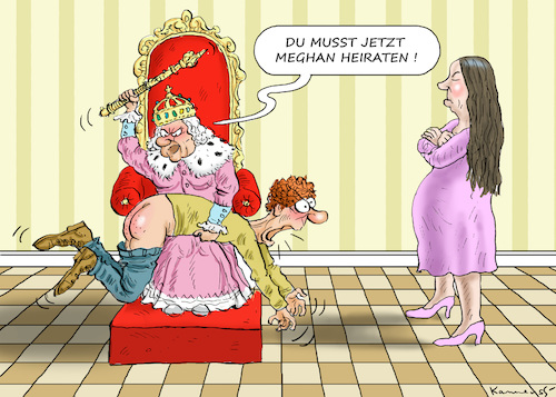 Cartoon: DIRTY HARRY HAT EIN PROBLEM (medium) by marian kamensky tagged harry,hochzeit,the,queen,meghan,harry,hochzeit,the,queen,meghan