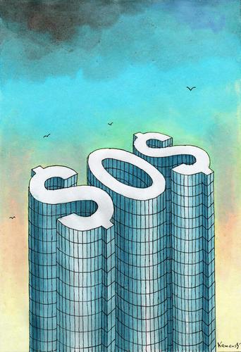 Cartoon: Dollar (medium) by marian kamensky tagged humor,geld,finanzen,wirtschaftskrise,finanzkrise,dollar,pleite,bankrott,wirtschaft,sos,hilfe