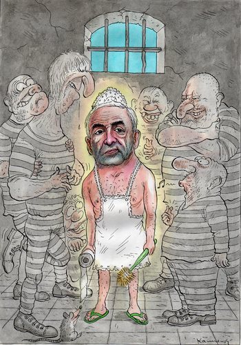 Cartoon: Dominique Strauss-Kahn-The Maid (medium) by marian kamensky tagged humor,dominique strauss kahn,karikatur,dominique,strauss,kahn