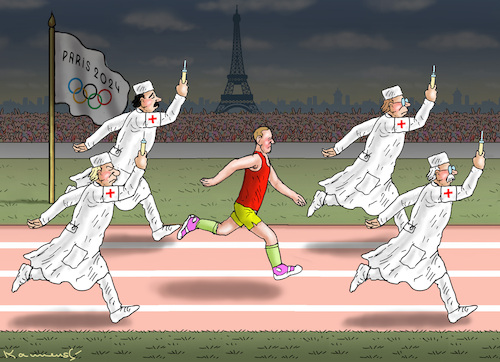 Cartoon: DOPING OLYMPIA 2 (medium) by marian kamensky tagged doping,olympia,paris,doping,olympia,paris