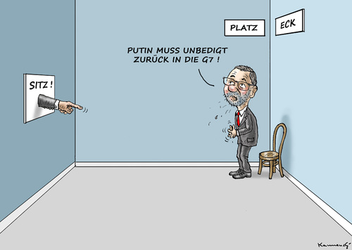 Cartoon: ECKPLATZ FÜR PLATZECK (medium) by marian kamensky tagged platzeck,putin,g7,spd,populismus,platzeck,putin,g7,spd,populismus