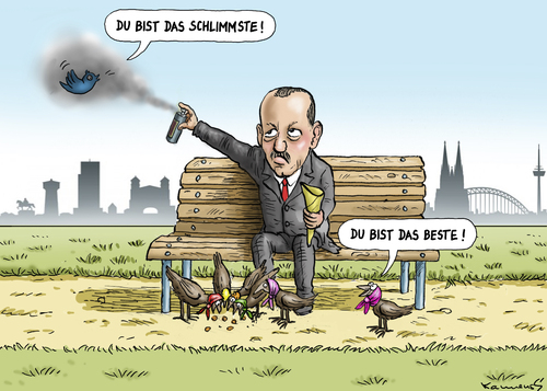 Cartoon: Erdogan in Köln (medium) by marian kamensky tagged erdogan,türkei,korruption,twitterverbot,internet,erdogan,türkei,korruption,twitterverbot,internet