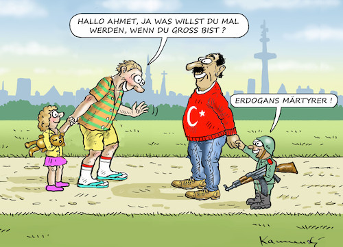 Cartoon: ERDOGANS KINDER-MÄRTYRER (medium) by marian kamensky tagged erdogans,kinder,märtyrer,ditib,erdogans,kinder,märtyrer,ditib