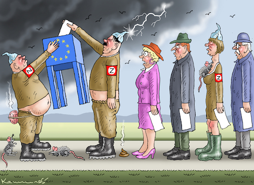 Cartoon: EU-WAHLEN (medium) by marian kamensky tagged eu,wahlen,afd,rechtsradikal,lügen,krah,korruption,spionage,eu,wahlen,afd,rechtsradikal,lügen,krah,korruption,spionage