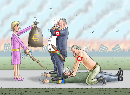 Cartoon: EU WILL ORBAN BESTECHEN (medium) by marian kamensky tagged eu,will,orban,bestechen,eu,will,orban,bestechen