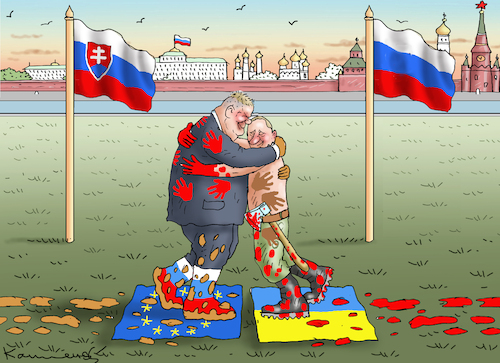Cartoon: FICO IN MOSKAU (medium) by marian kamensky tagged 80,jahre,kriegsende,in,moskau,fico,putin,80,jahre,kriegsende,in,moskau,fico,putin