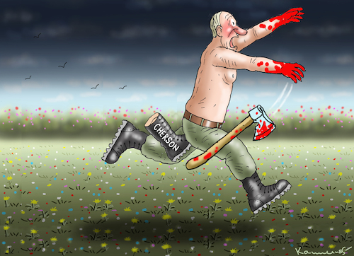 Cartoon: FLUCHT AUS CHERSON (medium) by marian kamensky tagged flucht,aus,cherson,putin,ukraine,flucht,aus,cherson,putin,ukraine