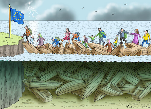 Cartoon: FLÜCHTLINGSDRAMA (medium) by marian kamensky tagged flüchtlingsdrama,flüchtlingsdrama