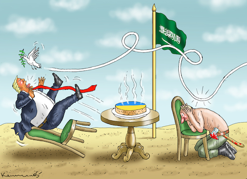 Cartoon: FRIEDENSGESCHPRÄCHE IN SAUDI ARA (medium) by marian kamensky tagged musk,trump,zuckerberg,bezos,felon,and,elon,in,panama,zölle,diktator,selenskyj,putin,ukraine,usa,friedensgeschpräche,saudi,arabien,musk,trump,zuckerberg,bezos,felon,and,elon,in,panama,zölle,diktator,selenskyj,putin,ukraine,usa,friedensgeschpräche,saudi,arabien