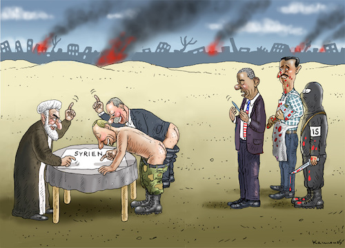 Cartoon: Friedensverhandlungen (medium) by marian kamensky tagged aleppo,putin,obama,syrienkrieg,iran,aleppo,putin,obama,syrienkrieg,iran