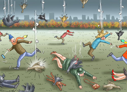 Cartoon: FÜR DIE MENSCHEN HARMLOS (medium) by marian kamensky tagged vogelgrippe,für,die,menschen,ungefährlich,vogelgrippe,für,die,menschen,ungefährlich