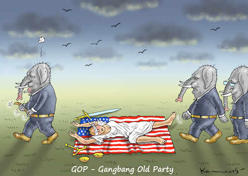 Cartoon: GANGBANG OLD PARTY (medium) by marian kamensky tagged obama,trump,präsidentenwahlen,usa,baba,vanga,republikaner,inauguration,demokraten,wikileaks,faschismus,manafort,cohen,hurrikan,florence,kavanaugh,obama,trump,präsidentenwahlen,usa,baba,vanga,republikaner,inauguration,demokraten,wikileaks,faschismus,manafort,cohen,hurrikan,florence,kavanaugh