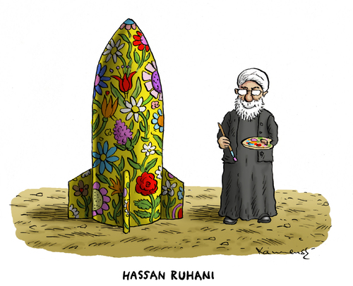 Cartoon: Gemässigter Hassan Ruhani (medium) by marian kamensky tagged terror,islamisten,wahlen,iran,ruhani,hassan,hassan,ruhani,iran,wahlen,islamisten,terror