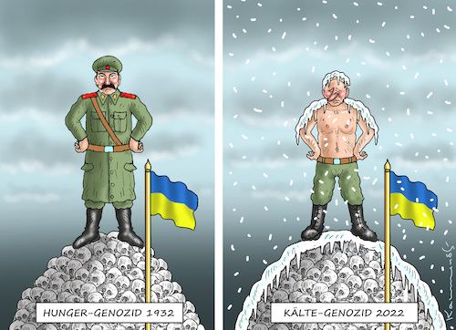 Cartoon: GENOZID (medium) by marian kamensky tagged flucht,aus,cherson,putin,energieterror,ukraine,flucht,aus,cherson,putin,energieterror,ukraine