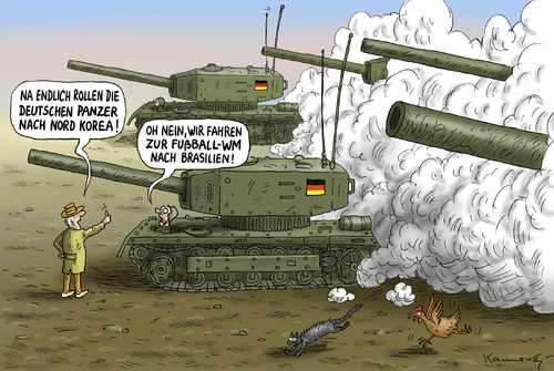 Cartoon: Gepard-Panzer nach Brasilien (medium) by marian kamensky tagged panzer,gepard,brasilien,wm,fussbal,fussbal,wm,brasilien,gepard,panzer